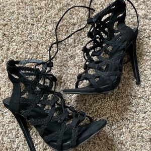 Black strappy heels